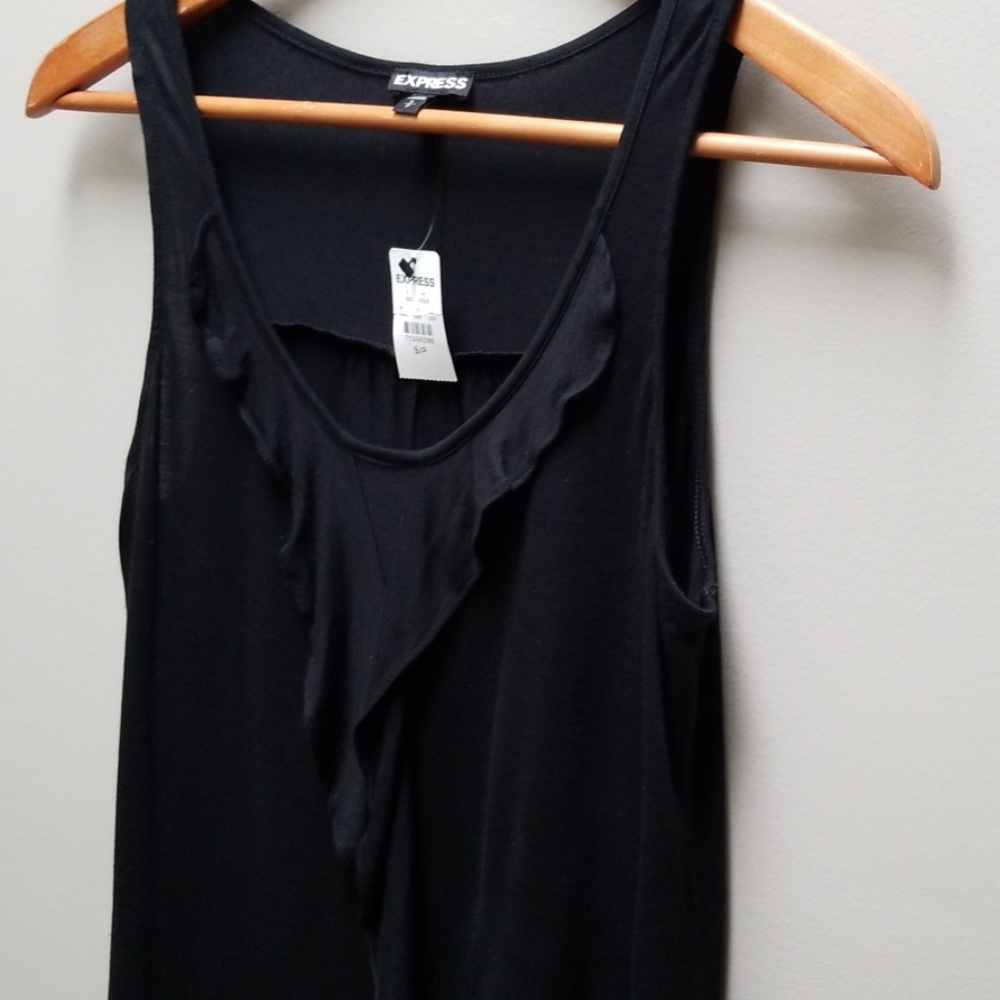 NWT Express black tank scoop neck w/ ruffle size S